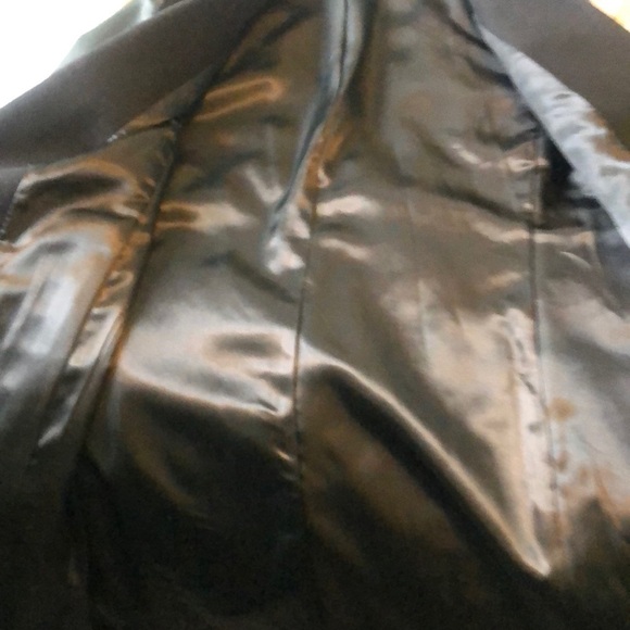 Bloomingdales Aqua black wool/vegan leather coat M - Picture 4 of 10